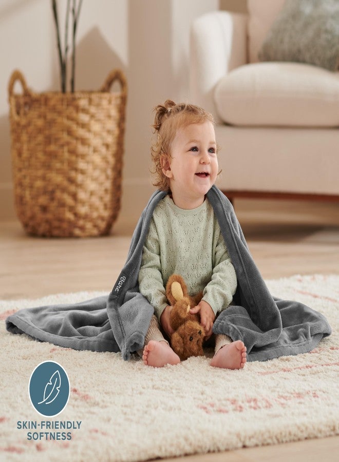 Bare Home Fleece Blanket - Baby Size - Ultra-Soft Lightweight for Bed, Sofa, and Couch - Luxury Microplush - Cozy Warm Blanket (Baby, Grey) - Image 2